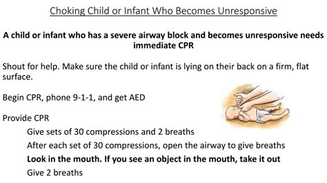 Keep the child&39;s torso higher than the head. . When a choking infant becomes unresponsive what is the one thing you need to do differently